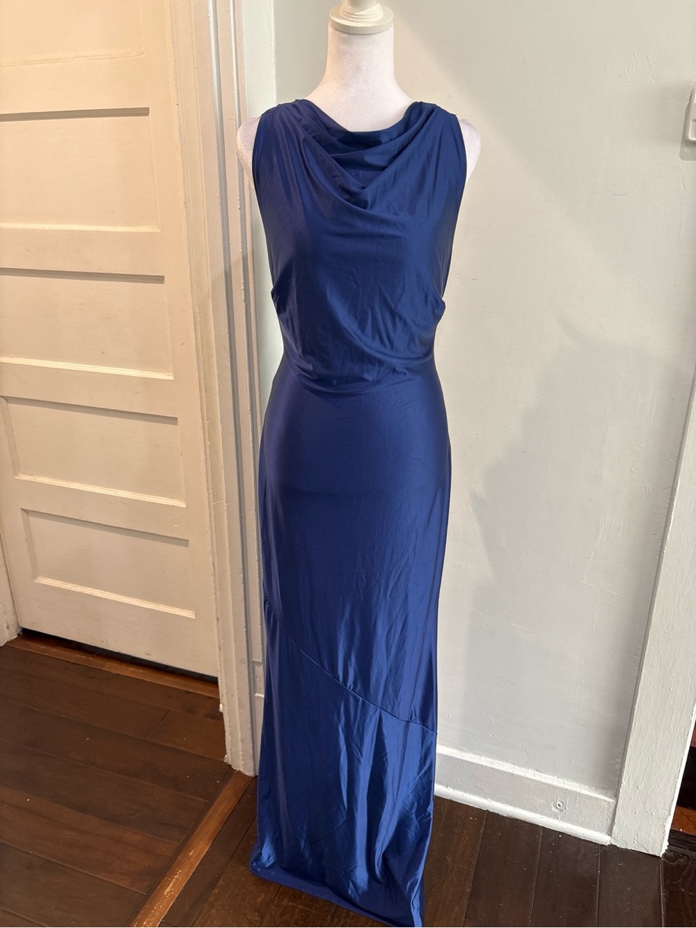 Sleeveless Cowl Neck Maxi Dress in Deep Blue